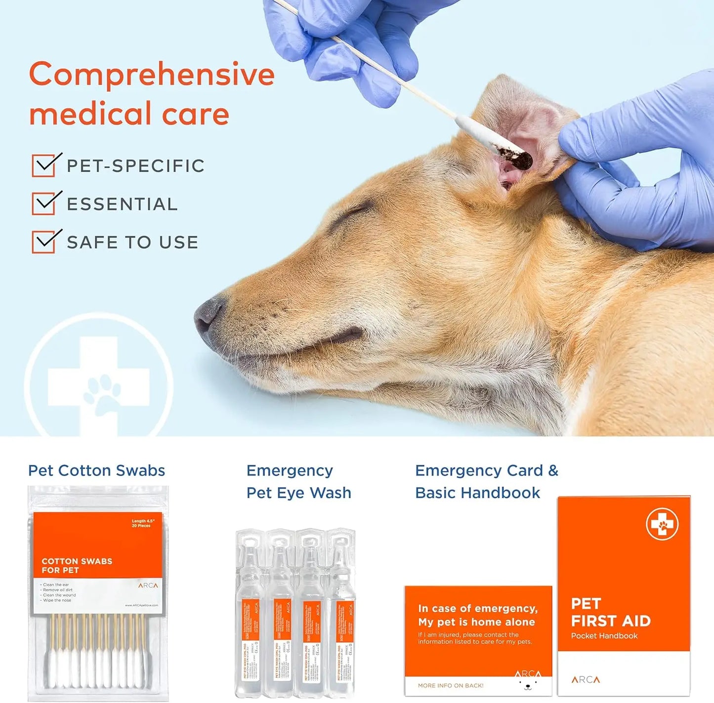 Pet First Aid Kit with Reflective Zipper, Thermometer & Tick Remover - 100 Pieces for Cats and Dogs