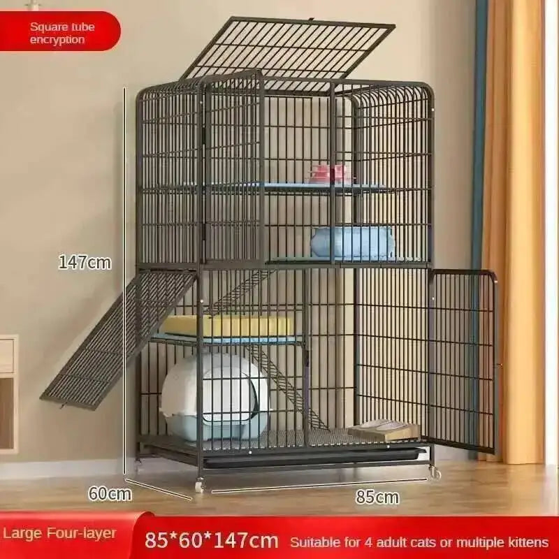 Large Activity Modern Iron Square Tube Mesh Cat Cat Cages Creative Pet Villa Luxury Cat Free House Space House Pet Supplies