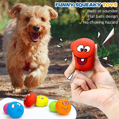 12 Pcs Squeaky Dog Toys, Latex Rubber Smile Face Ball for Small Medium Pets Chewing Interactive Training