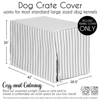 42in. Medium Large Dog Crate Cover White and Grey Stripe Pet Cage, Kennel Covers Modern, Neutral, Contemporary, Striped, Elegant