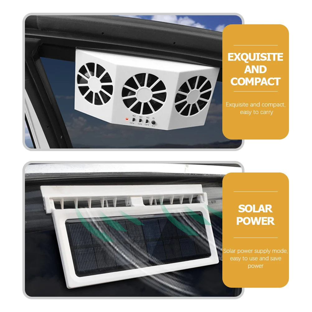 Solar Powered Car Ventilation Fan - Car Fan for Solar Cooling Vent Exhaust Radiator with Air Circulation and Quiet Operation