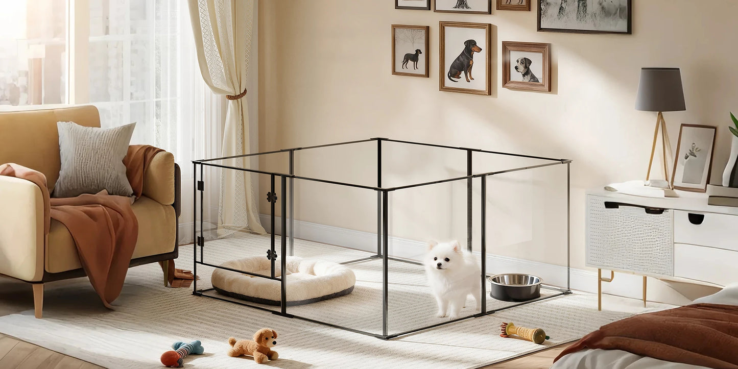 Large Acrylic Indoor Pet Playpen Enclosure Cage Fence Pet Whelping Box Full Visibility