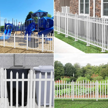 White Vinyl Scalloped Picket Fence Panels, 84 Long x 32 High, 20 Pickets for Outdoor Garden or Yard Decoration