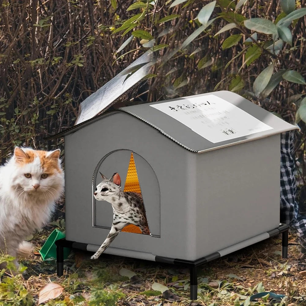 Stray Cat Houses with Mat Waterproof Shelter
