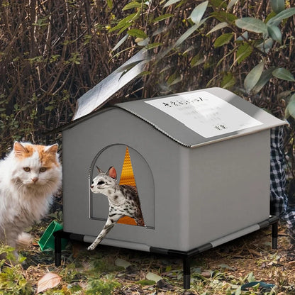 Stray Cat Houses with Mat Waterproof Shelter