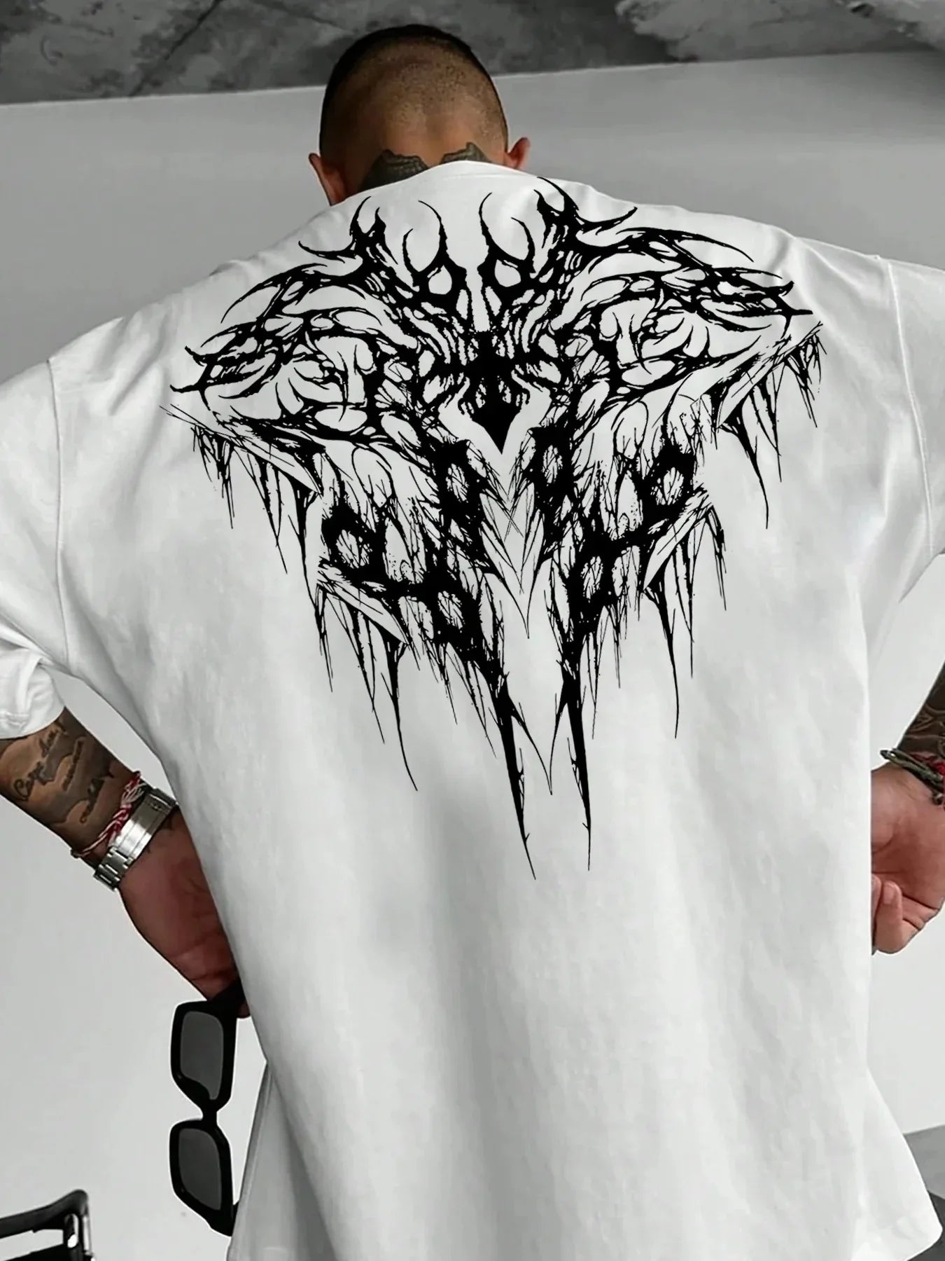 Gothic Style Geometric Print Unisex T-shirt 100% Cotton