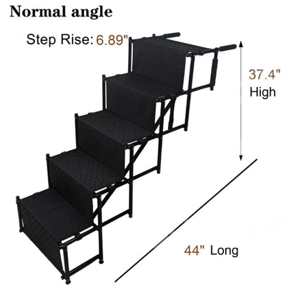 5 Steps Dog Car Ramp for Large Dog with Nonslip Surface Foldable Car Dog Stairs Large Dog Step for High Beds Trucks Cars and SUV