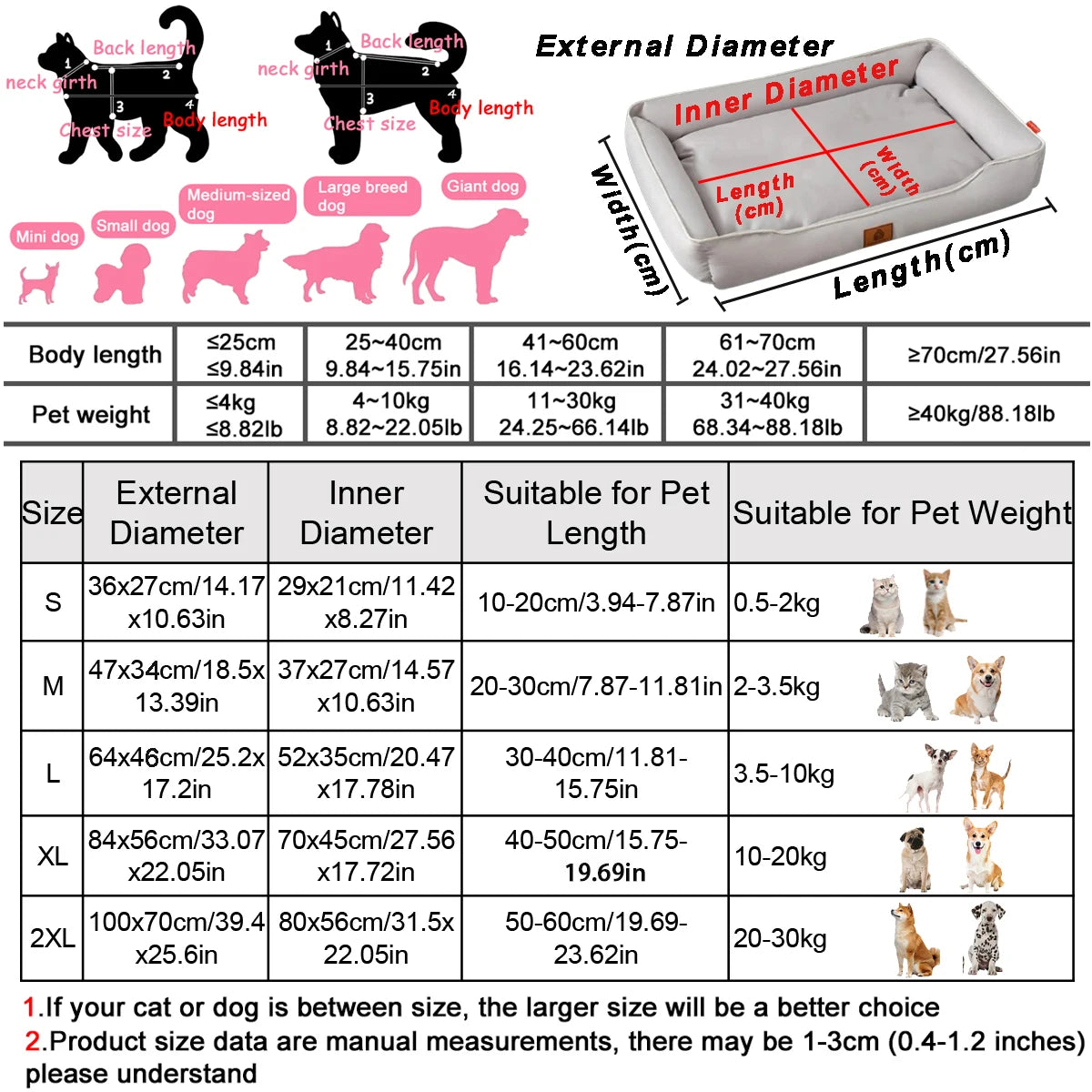 Four Season Square Dog Bed for Large Dog Mattress Bite-resistant Cat Bed Soft Thickened Dog Bed Waterproof Sofa Pet House Removable Pad