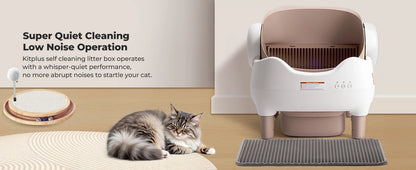 Self Cleaning Automatic Cat Litter Box with APP Control, Odor-Free  Large Waste Bin, Open-Top for Multi Cats