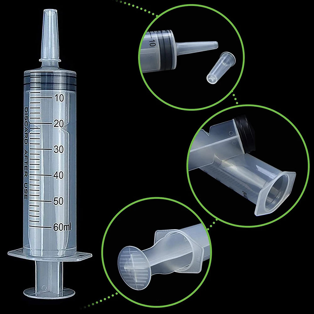60/100ml Measuring Syringe Reusable Plastic Nutrient Filling Syringe Without Needle Syringe Glue Pet Feeding Needle Kitchen Tool