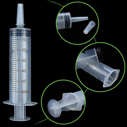 60/100ml Measuring Syringe Reusable Plastic Nutrient Filling Syringe Without Needle Syringe Glue Pet Feeding Needle Kitchen Tool