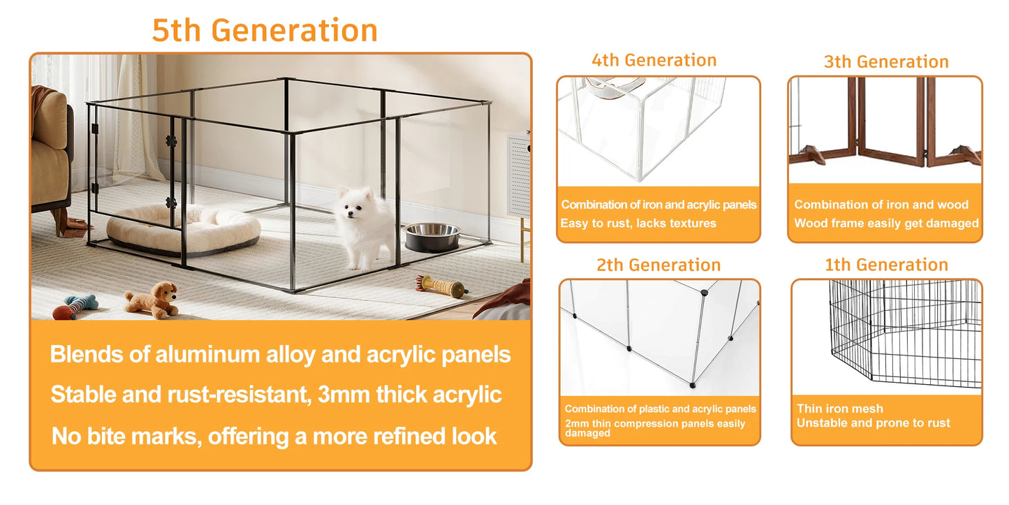Large Acrylic Indoor Pet Playpen Enclosure Cage Fence Pet Whelping Box Full Visibility