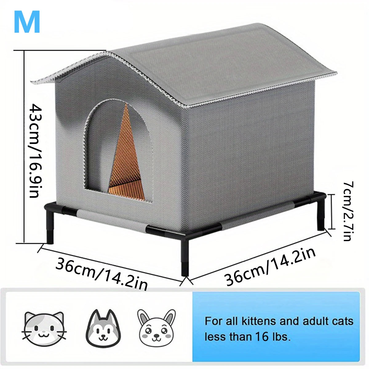 Stray Cat Houses with Mat Waterproof Shelter