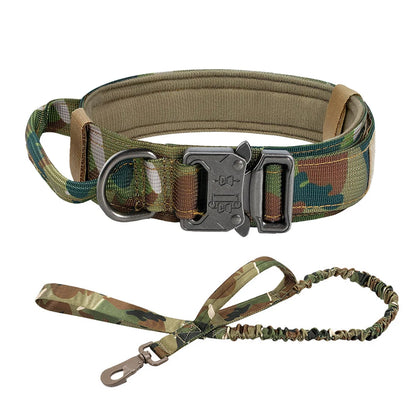 Dog Training Collar Adjustable Tactical Dog Collar and Leash Set Control Handle Pet Lead Collar for Medium and Large Dogs