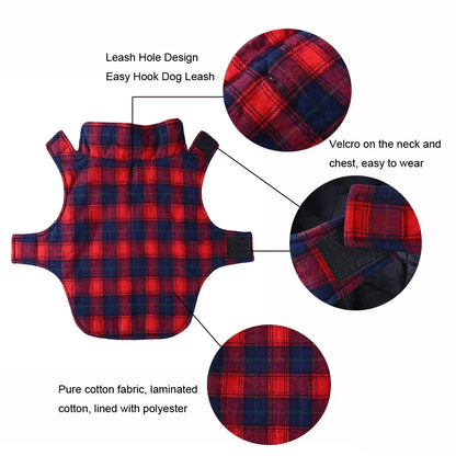 Pet Vest Coat Cotton British Plaid Style Winter Warm