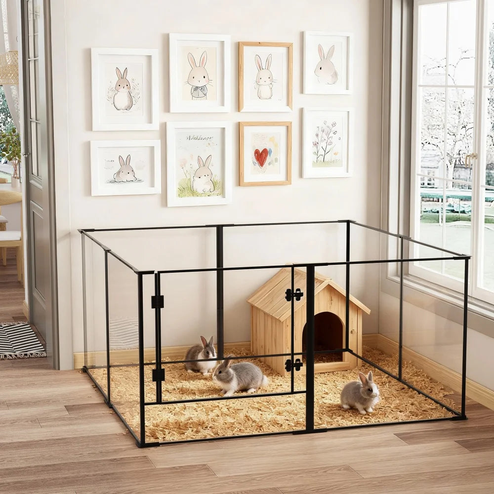 Large Acrylic Indoor Pet Playpen Enclosure Cage Fence Pet Whelping Box Full Visibility