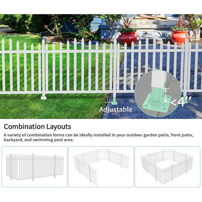 White Vinyl Scalloped Picket Fence Panels, 84 Long x 32 High, 20 Pickets for Outdoor Garden or Yard Decoration