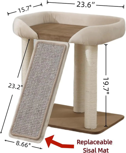 Cat Tree Tower with Extra Large Platform, Scratching Ramp for large and multiple cats
