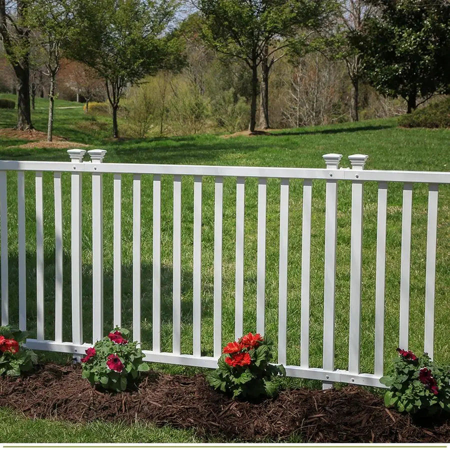 No Dig Zippity Baskenridge Temporary Vinyl Panel Fencing Kit for Yard.