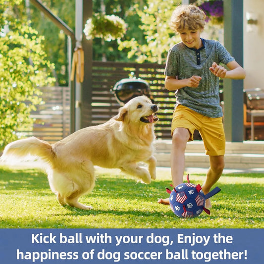 Premium Interactive Dog Soccer Ball with Straps Durable Ball for Playing Together With Pet