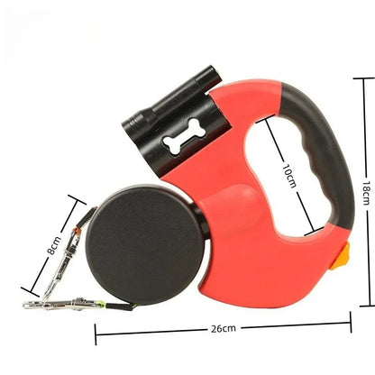 3m Retractable Dog Leash For Small Dogs Reflective Dual Pet Leash Lead 360 Swivel No Tangle Double Dog Walking Leash With Lights