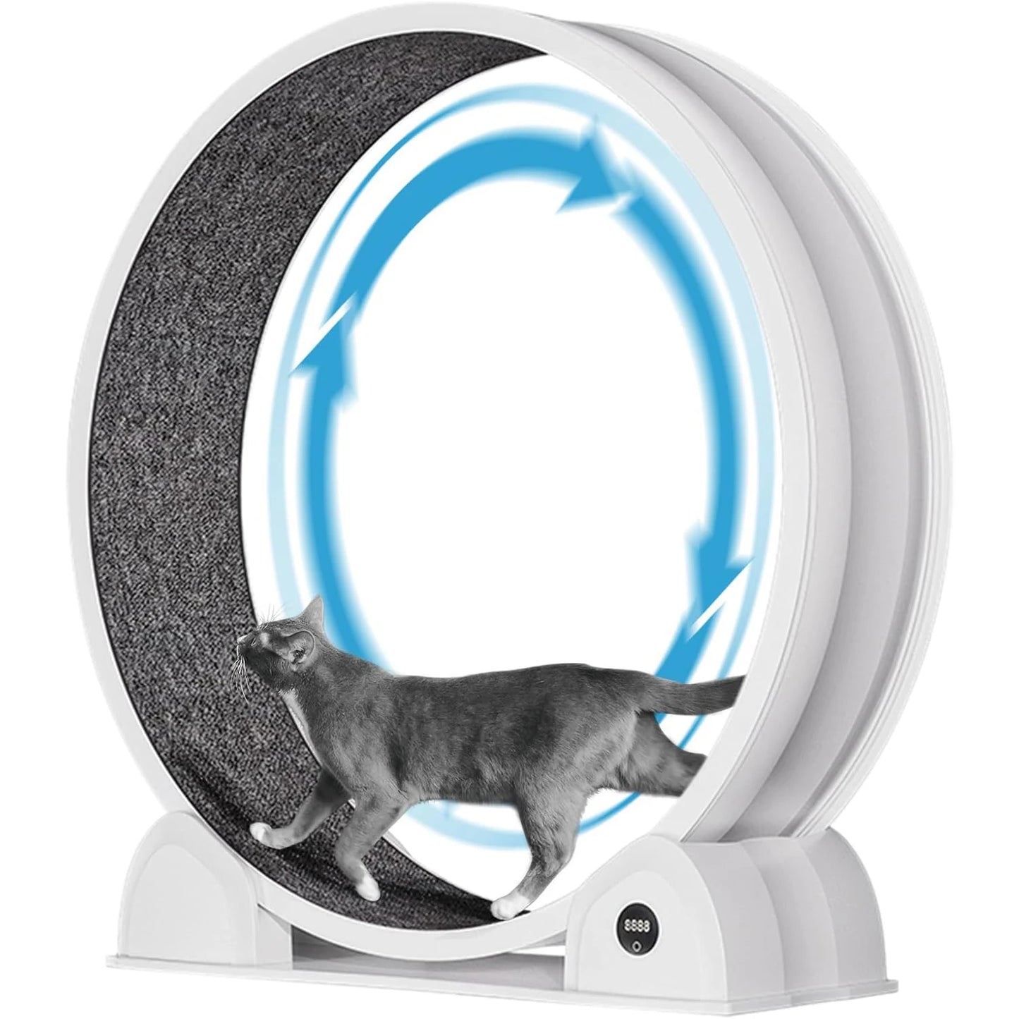Cat Exercise Wheel, 45 Inch Quiet Cats Treadmill with Pedometer Running Wheel and Detachable Carpeted Runway, Interactive Toys