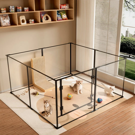Large Acrylic Indoor Pet Playpen Enclosure Cage Fence Pet Whelping Box Full Visibility