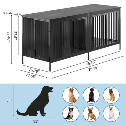 78.74" XL Heavy Duty Double Dog Crate/Kennel With Removable Divider. Holds 2 Dogs, looks like furniture.