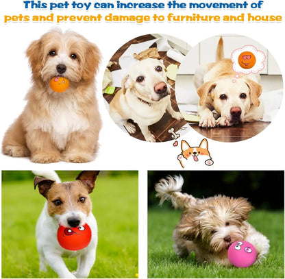12 Pcs Squeaky Dog Toys, Latex Rubber Smile Face Ball for Small Medium Pets Chewing Interactive Training