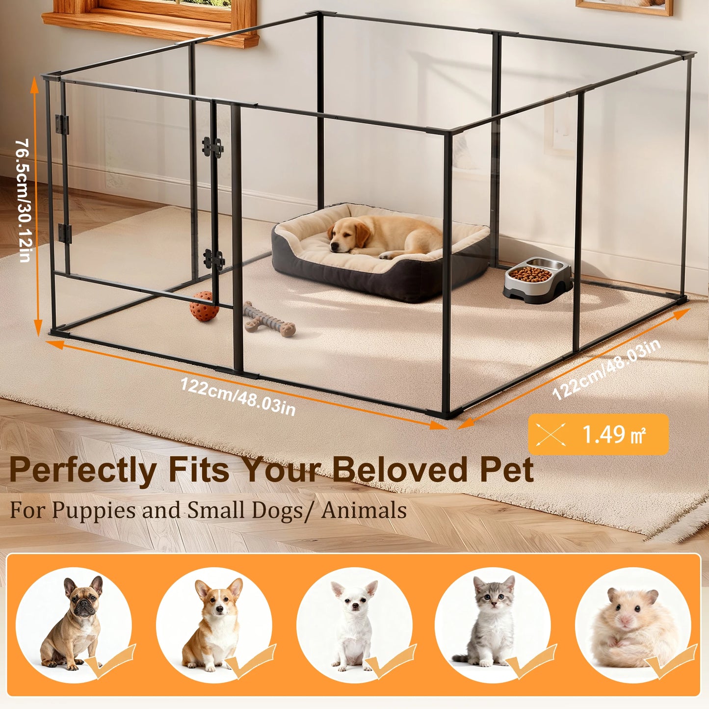 Large Acrylic Indoor Pet Playpen Enclosure Cage Fence Pet Whelping Box Full Visibility
