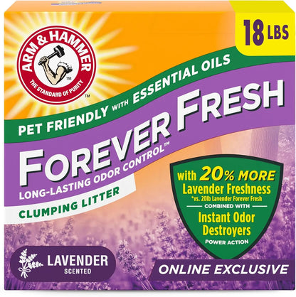 Lavender Scented Clumping Cat Litter for Multi-Cat Homes, Odor Control with Essential Oils, 18lb Bag