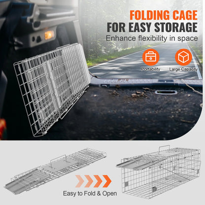 Live Humane Animal Cage Trap Stray Control Rescue Folding with Handle