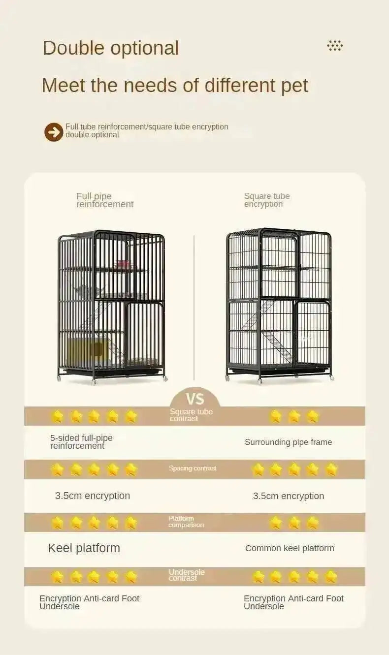 Large Activity Modern Iron Square Tube Mesh Cat Cat Cages Creative Pet Villa Luxury Cat Free House Space House Pet Supplies