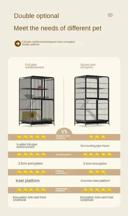 Large Activity Modern Iron Square Tube Mesh Cat Cat Cages Creative Pet Villa Luxury Cat Free House Space House Pet Supplies