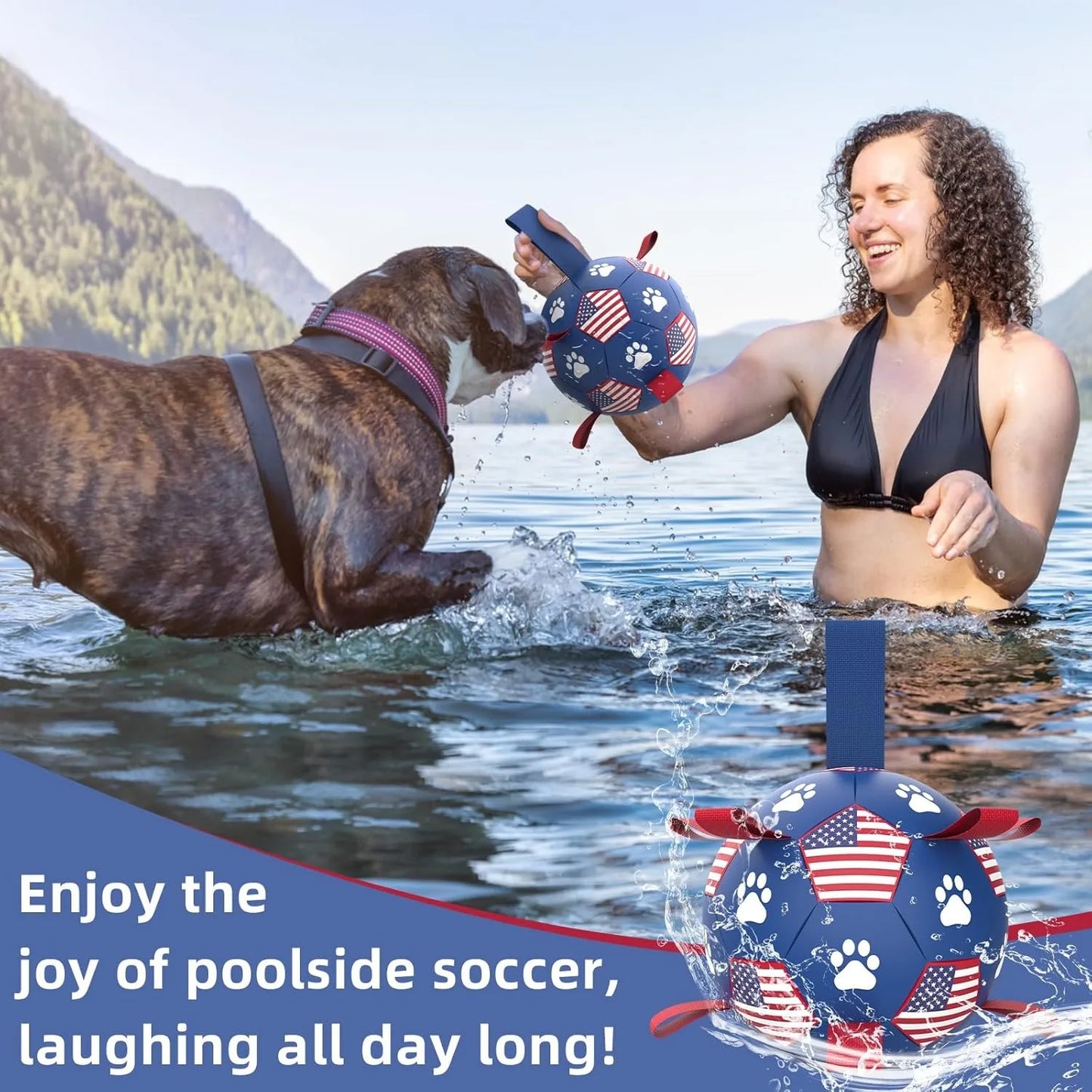 Premium Interactive Dog Soccer Ball with Straps Durable Ball for Playing Together With Pet