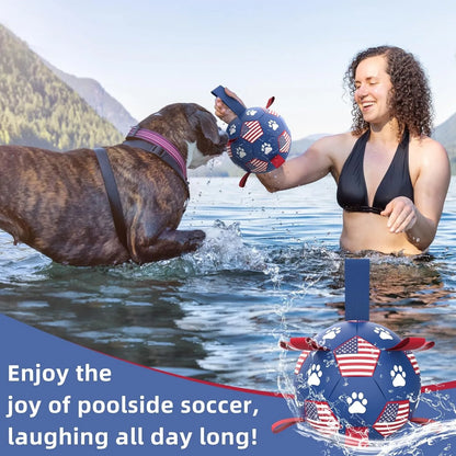 Premium Interactive Dog Soccer Ball with Straps Durable Ball for Playing Together With Pet