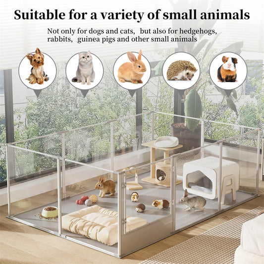180cm Whelping Playpen Clear Acrylic Dog Playpen Exercise Fence with Waterproof Fertility Pad for Pets