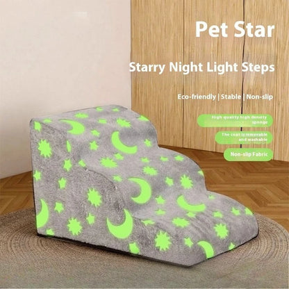 Creative Night Light  Pets Steps Foam Dog Secure Stairs Ramps Non-Slip Pet Protect Older Dogs Pet with Joint Pain Sofa Bed Ladde
