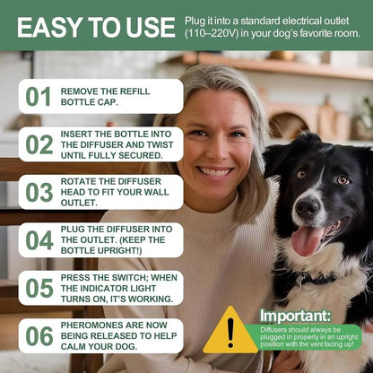 All-in-One Dog Calming Kit: 4 Aroma Diffusers + 10 48ml Pheromone Refills for Anxiety, Barking, Stress Relief