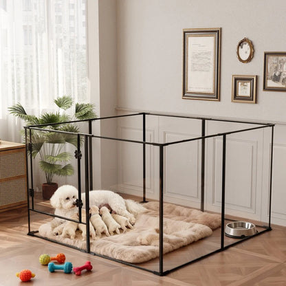 Large Acrylic Indoor Pet Playpen Enclosure Cage Fence Pet Whelping Box Full Visibility