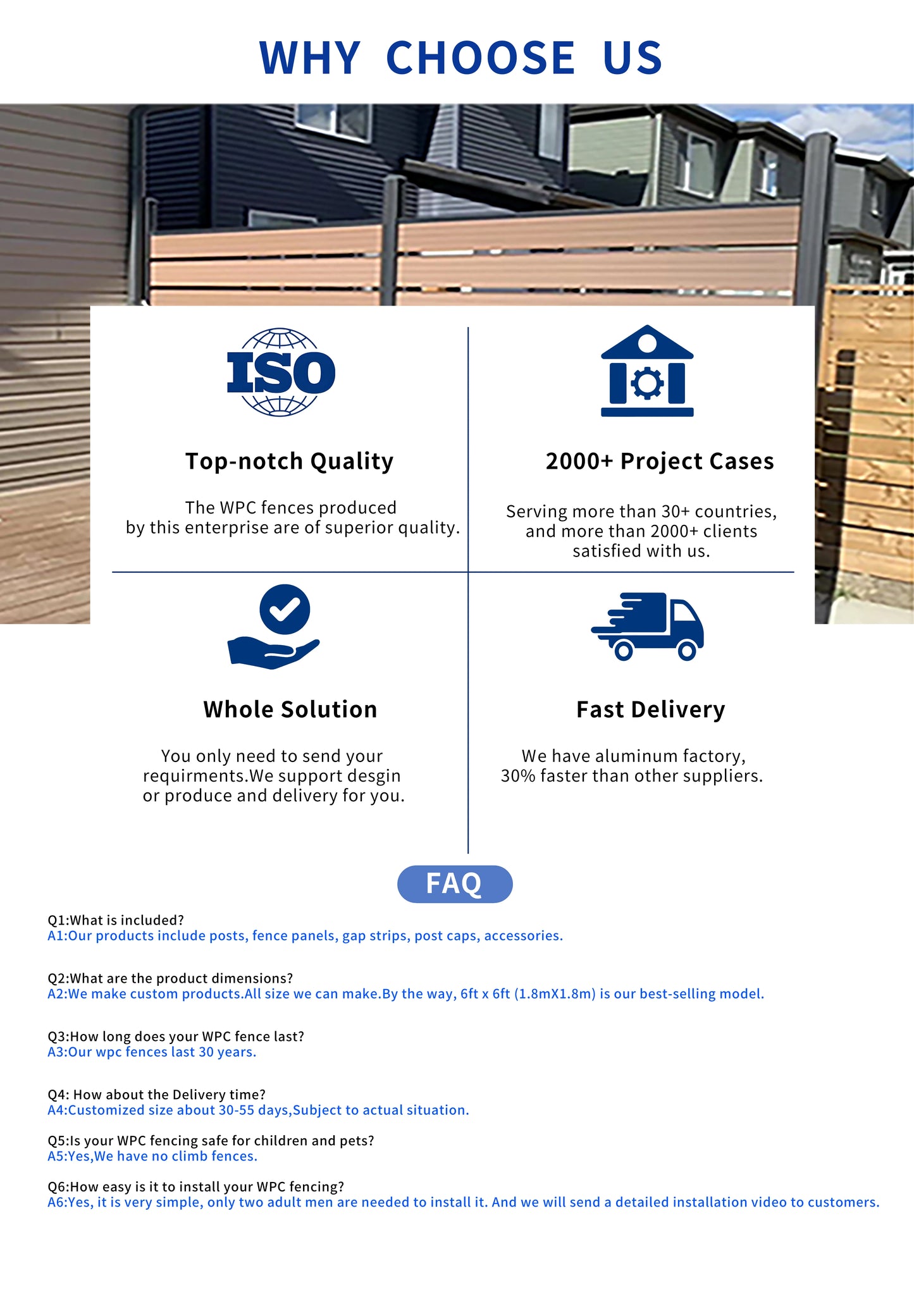 Wood/Plastic Composite Outdoor Fence Panel with Aluminum Post and Slat Wall Surface.