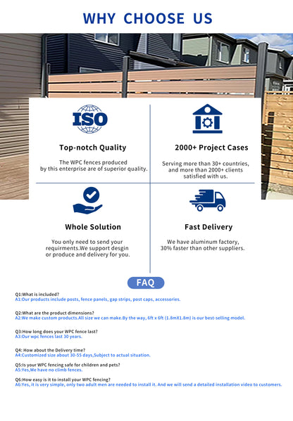 Wood/Plastic Composite Outdoor Fence Panel with Aluminum Post and Slat Wall Surface.