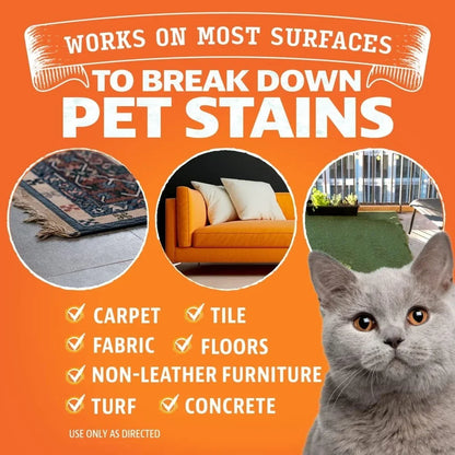 Cat Friendly Stain Remover Enzyme Cleaner Multi Surface Odor Eliminator Fresh Scent Pet Carpet Urine Feces Vomit 24oz