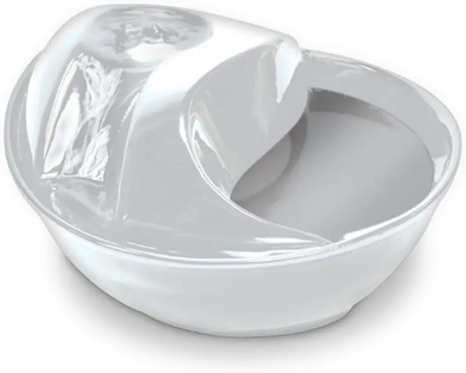 White Ceramic Pet Water Fountain with Raindrop Design, 60 oz Capacity for Fresh Circulating Drinking Water