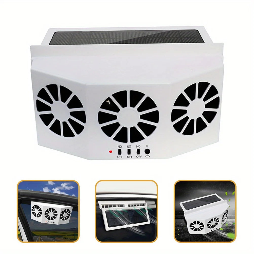 Solar Powered Car Ventilation Fan - Car Fan for Solar Cooling Vent Exhaust Radiator with Air Circulation and Quiet Operation