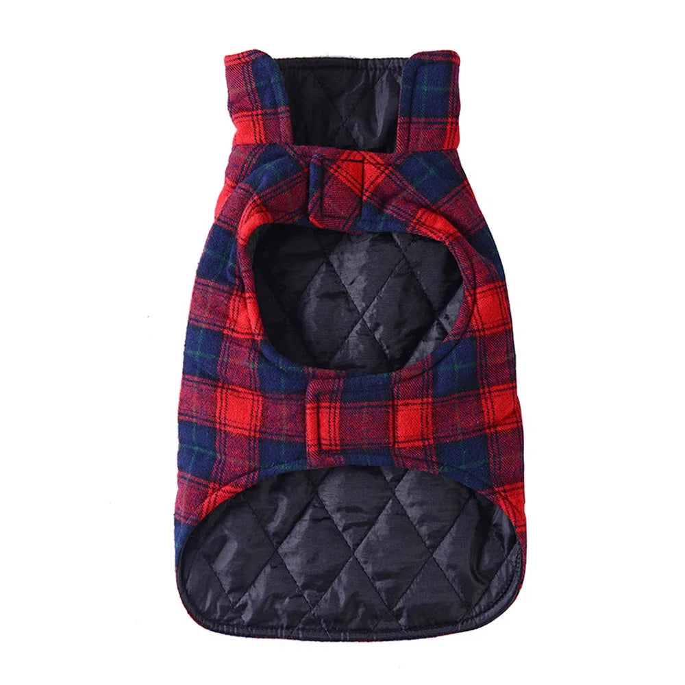 Pet Vest Coat Cotton British Plaid Style Winter Warm