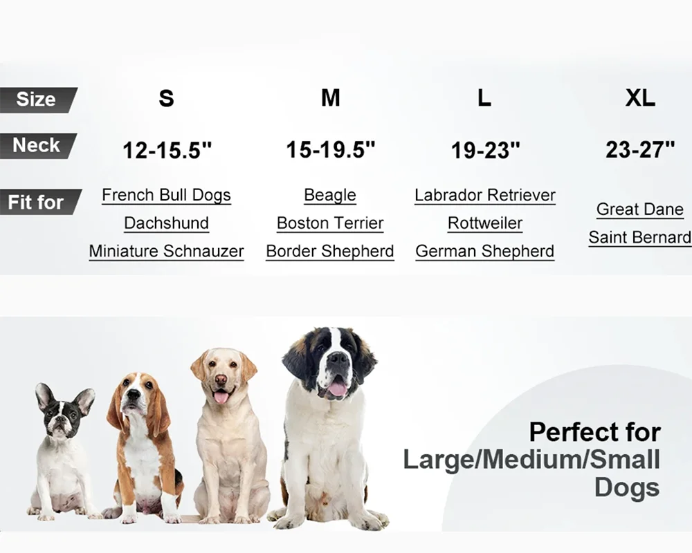 Padded Adjustable Reflective Wide Heavy Duty Nylon Neoprene Collars for small medium large Dogs  
D-Ring and Tag Loop - can be used to attach a leash and is tough enough to provide peace of mind no matter how hard your dog li