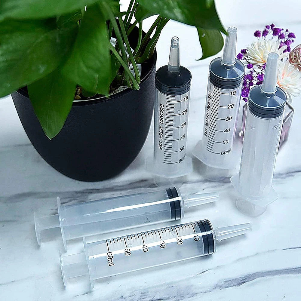 60/100ml Measuring Syringe Reusable Plastic Nutrient Filling Syringe Without Needle Syringe Glue Pet Feeding Needle Kitchen Tool