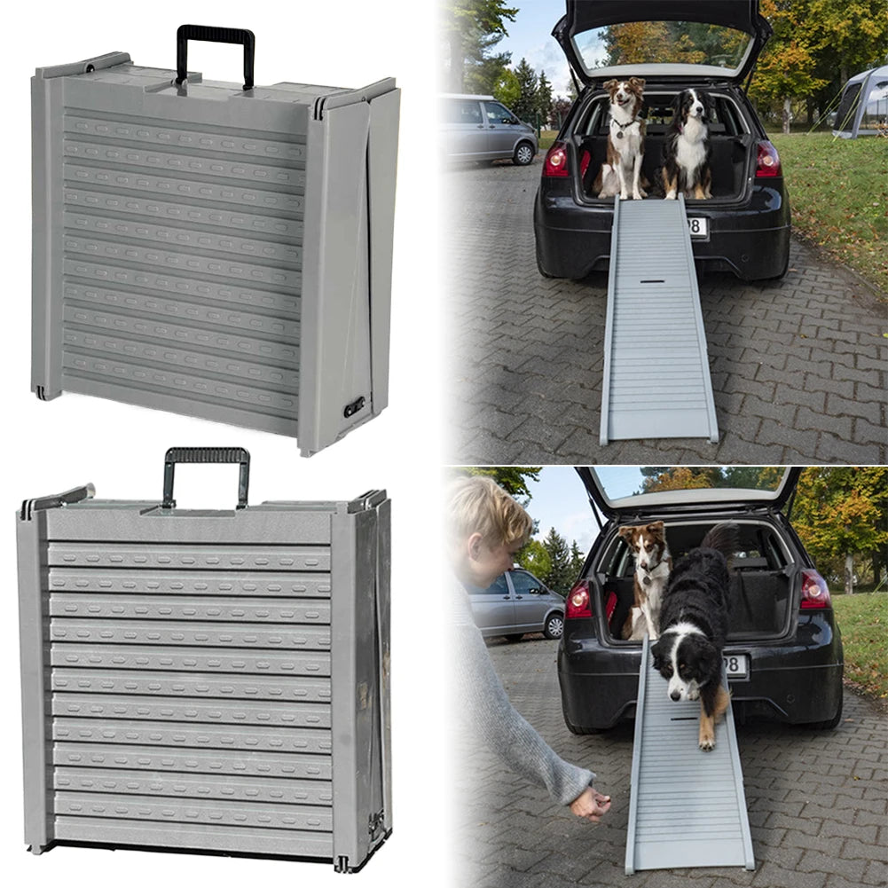 Folding Portable Pet Stair Ramp Non-Slip Rug Surface Dog SUV & Truck Ramp Pet Ramp Stairs for Medium & Large Dogs Get Into A Car