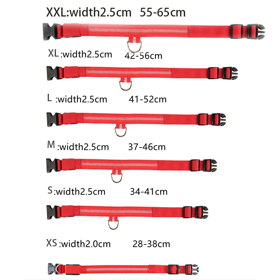Luminous LED Illuminated collar lights up, flashes, and glows. Collar is comfortable, lightweight, skin-friendly, and stylish. The glowing, flashing, or luminous light makes your pet visible at night or in bad weather conditi